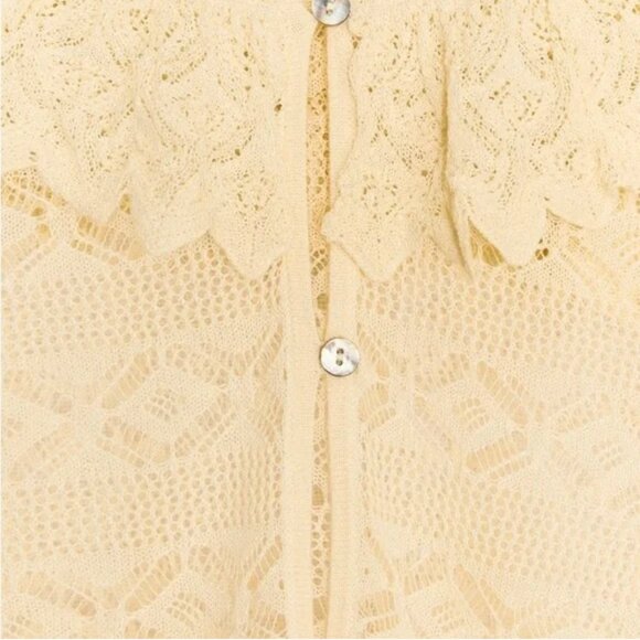 ZARA POINTELLE KNIT RUFFLED BLOUSE NWT - Picture 6 of 6